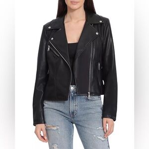 Bagatelle Women’s Black Faux Leather Moto Biker Jacket Size L